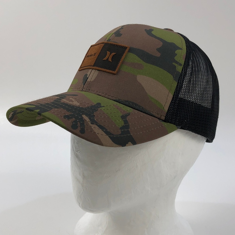 NWT Hurley Hat Mens OS Camo Trucker Snapback Green Brown Black Mesh Hunting Cap